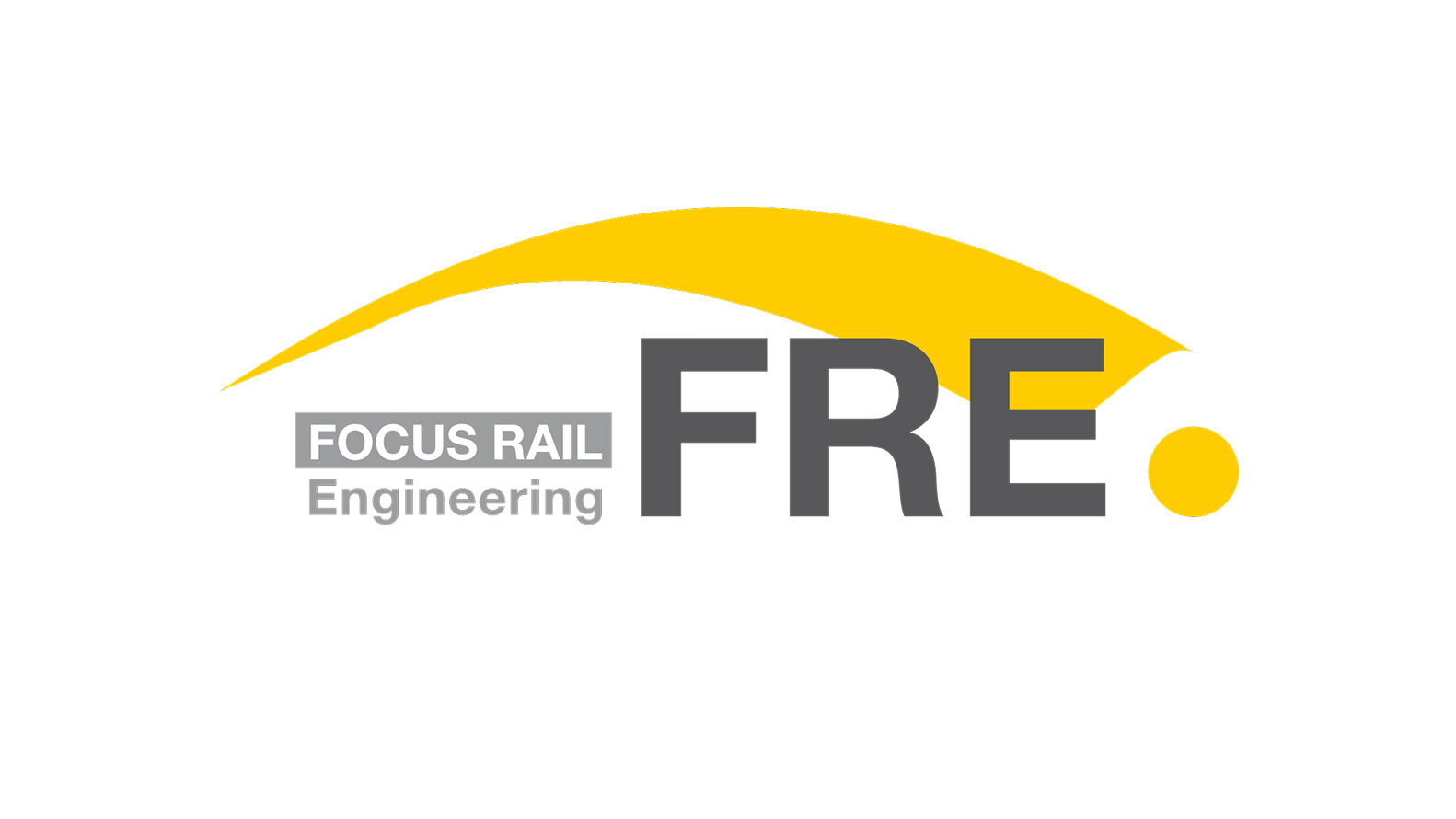 The logo shows the words “FOCUS RAIL Engineering” next to the abbreviation FRE in grey lettering, accompanied by a dynamic yellow arc.